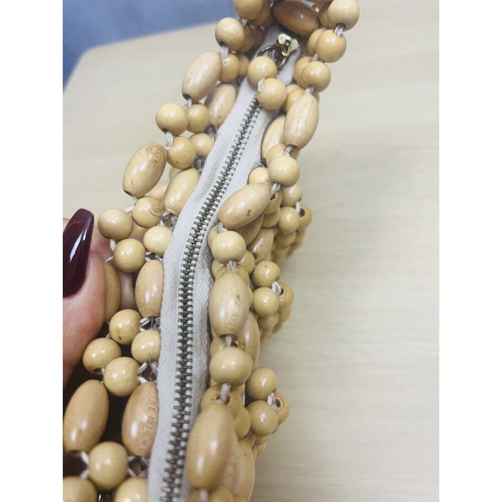 Vintage 1960’s Wooden Bead Handbag Purse Chain Strap Made in Japan An Exclusive - Picture 8 of 13